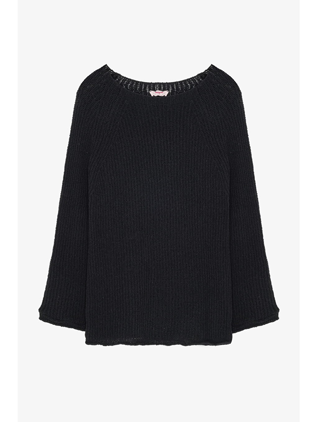 Kayık Yaka Oversize Triko Kazak Siyah