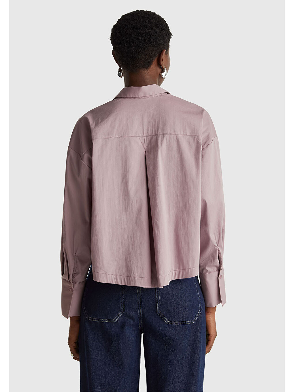 Karışık Kadın Pamuk Karışımlı Cepli Boxy Fit Gömlek-2