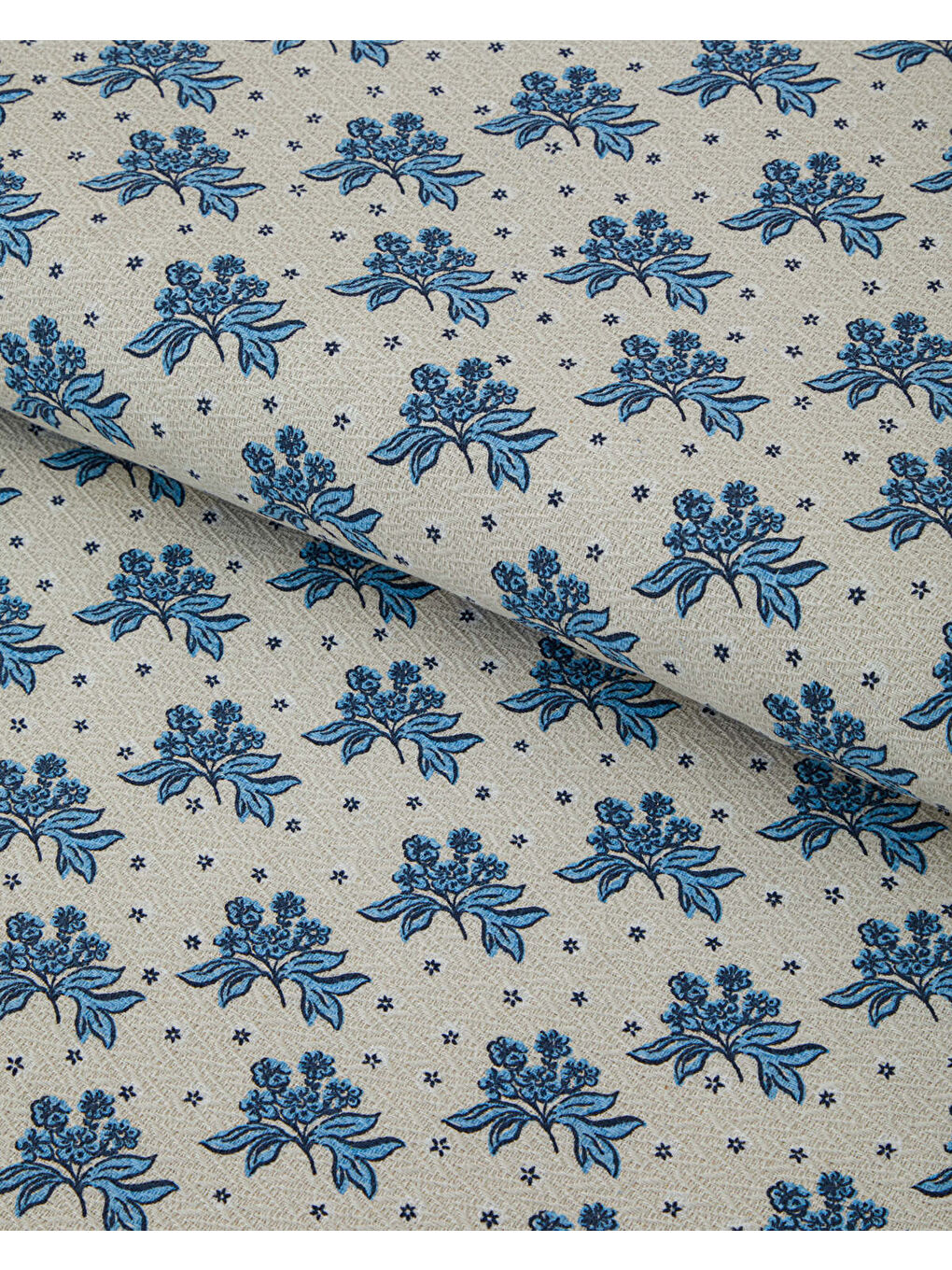 Blue Bouquet Baskılı Pamuklu Tek Kişilik Pike 150x220 cm Mavi-2