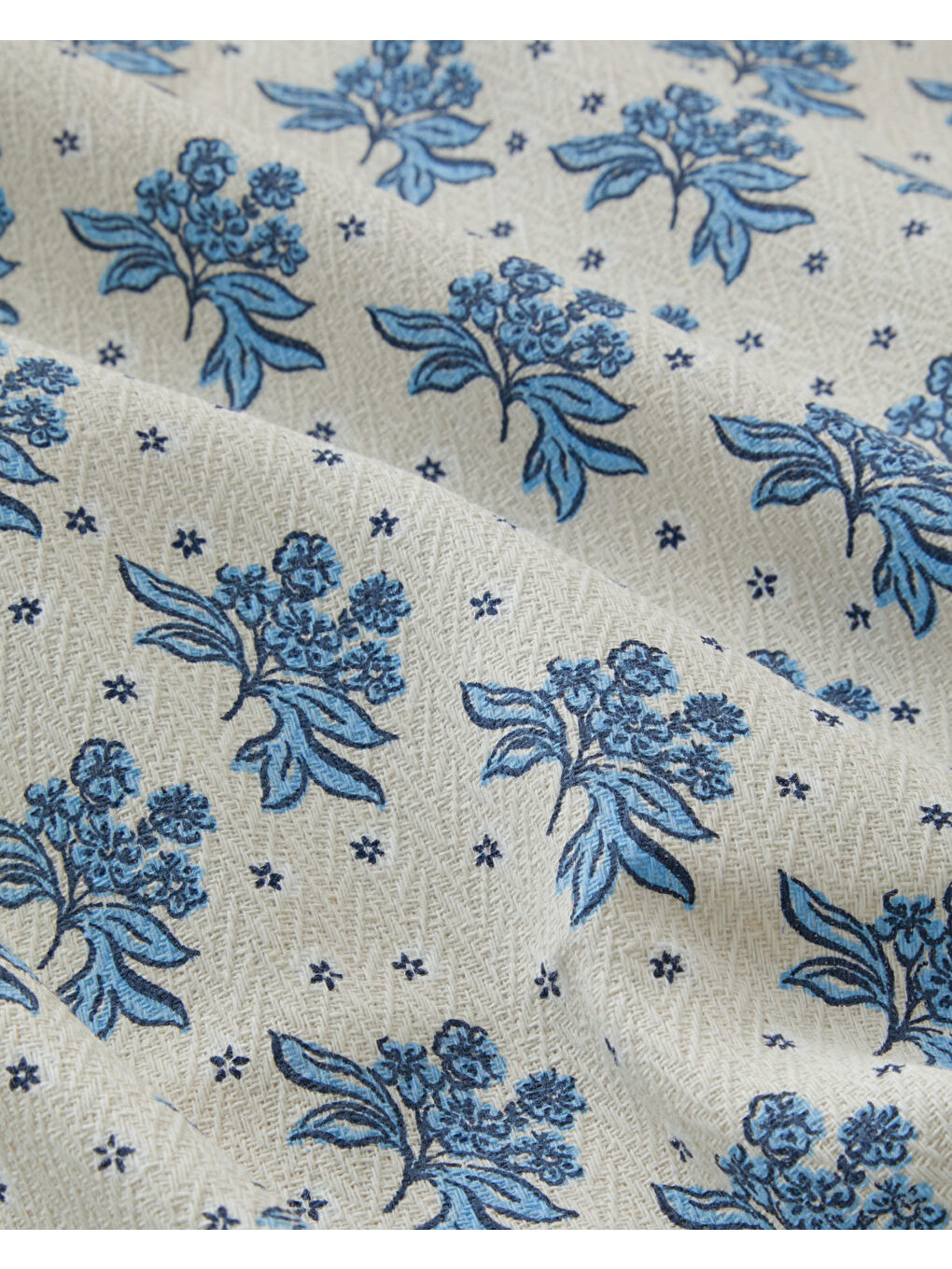 Blue Bouquet Baskılı Pamuklu Tek Kişilik Pike 150x220 cm Mavi-3