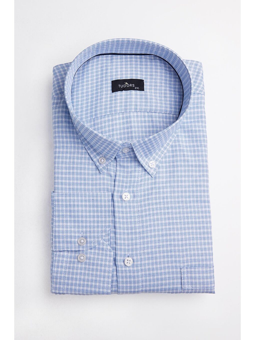 Karışık Büyük Beden Uzun Kollu Düğmeli Yaka Kareli Pamuklu Erkek Gömlek