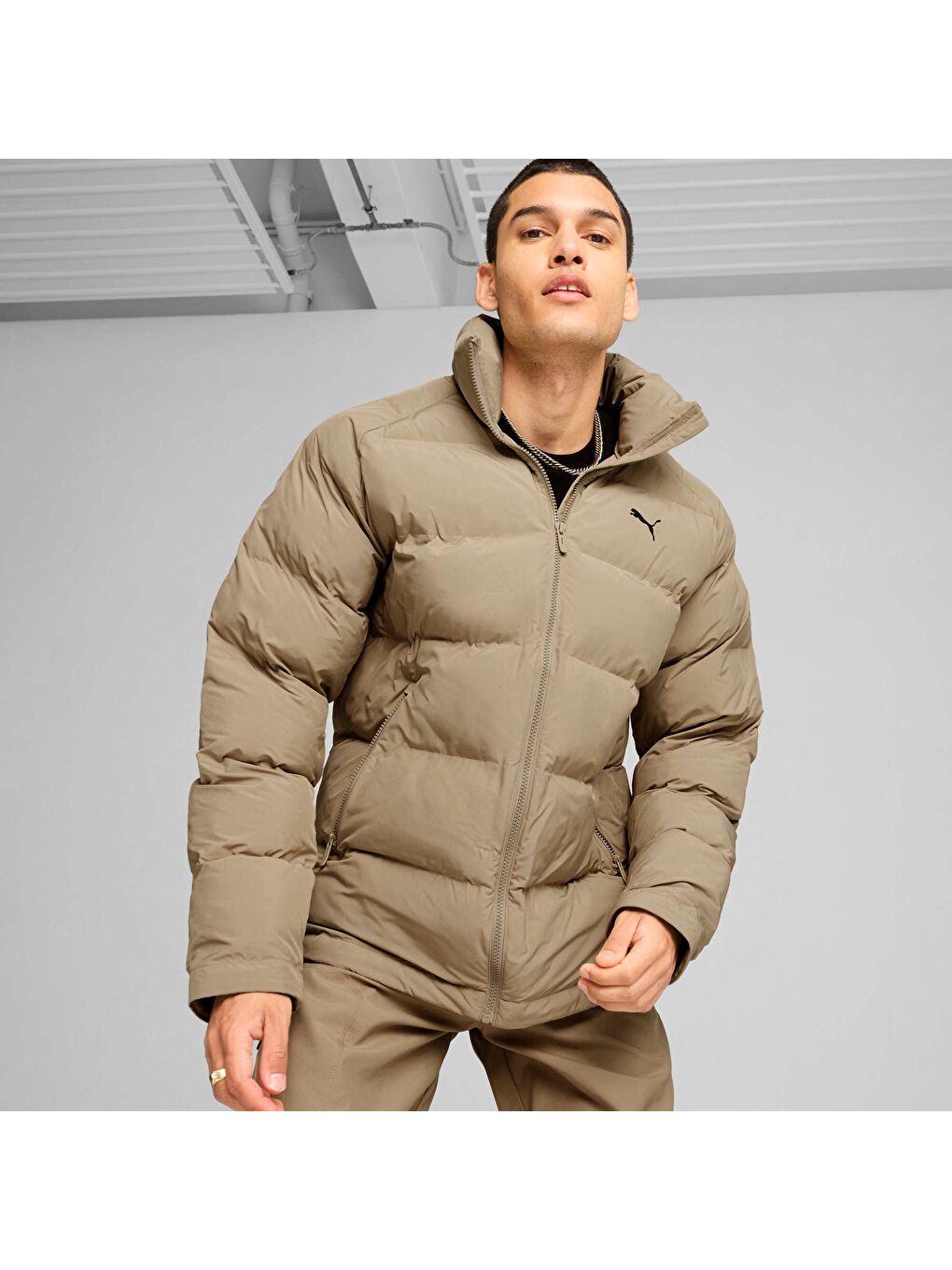 Kahverengi MONOMATERIAL Erkek Şişme Mont-4