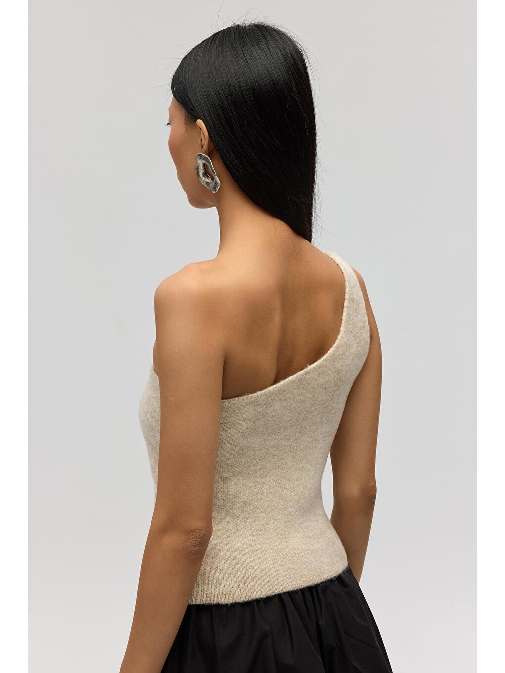 Elvar Tek Omuz Bej Triko Crop-6