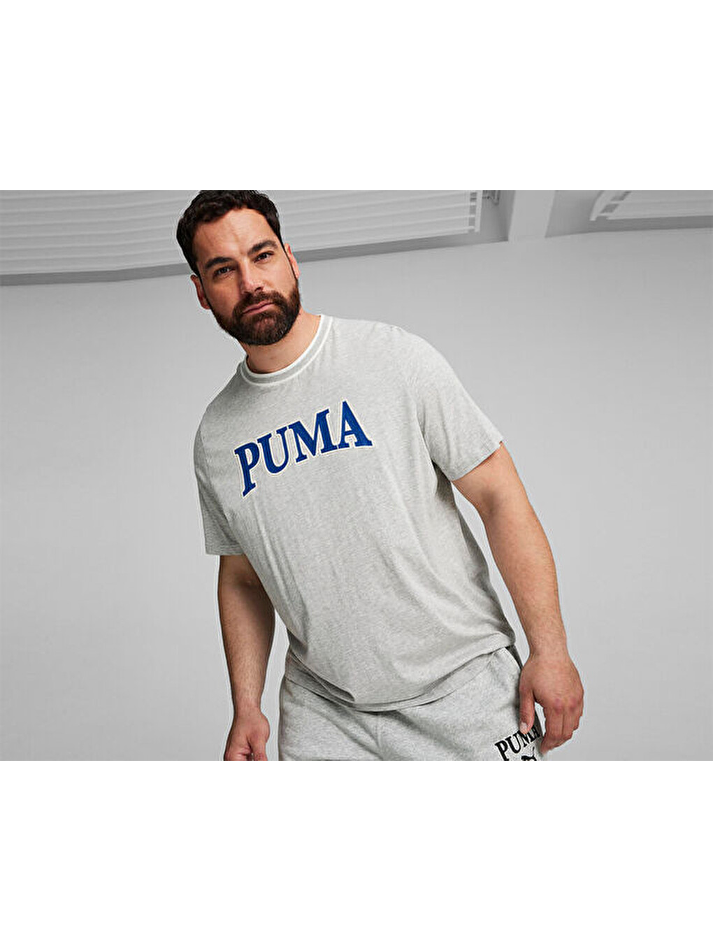 Puma Squad Graphic Tee Erkek Günlük Tişört 67896704 Gri-2