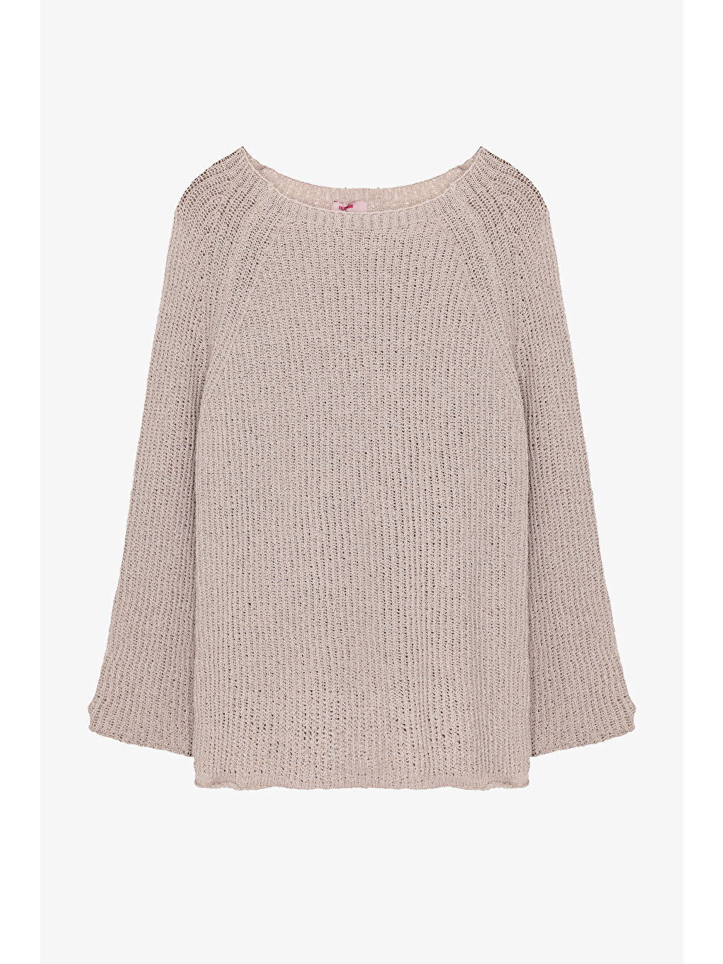 Kayık Yaka Oversize Triko Kazak Bej