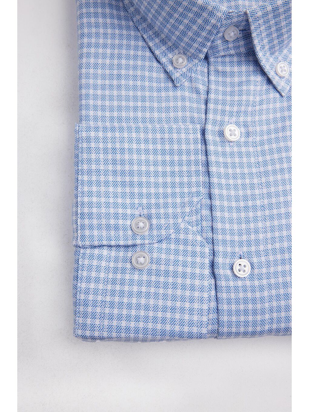 Karışık Büyük Beden Uzun Kollu Düğmeli Yaka Kareli Pamuklu Erkek Gömlek-1