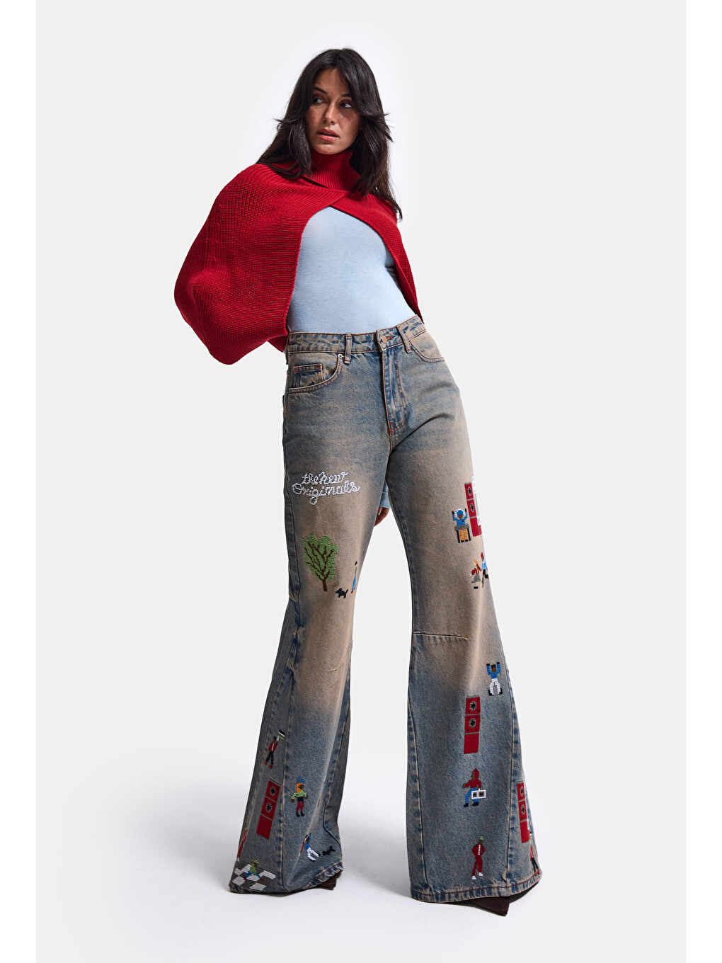 Mavi Kadın Koyu Jean 2w6-85 Loose Flare Fit Nakış Detaylı Özel Tsarım Denim Jean-6