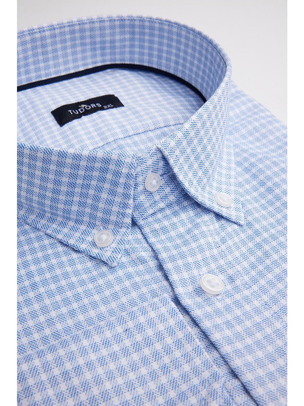 Karışık Büyük Beden Uzun Kollu Düğmeli Yaka Kareli Pamuklu Erkek Gömlek-3