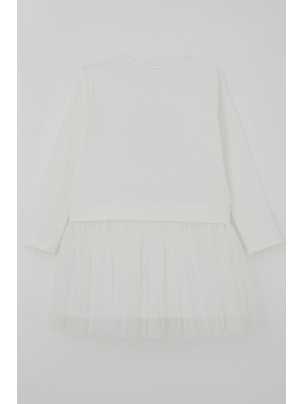 Kız Çocuk Uzun Kollu Elbise Çiçek Baskılı Tüllü Ekru (2-6 Yaş)-3