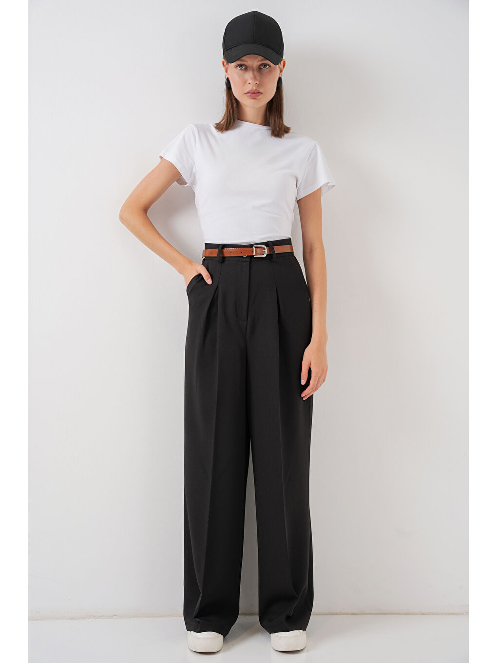 Kadın Yüksek Bel Palazzo Pantolon 30051 - Siyah