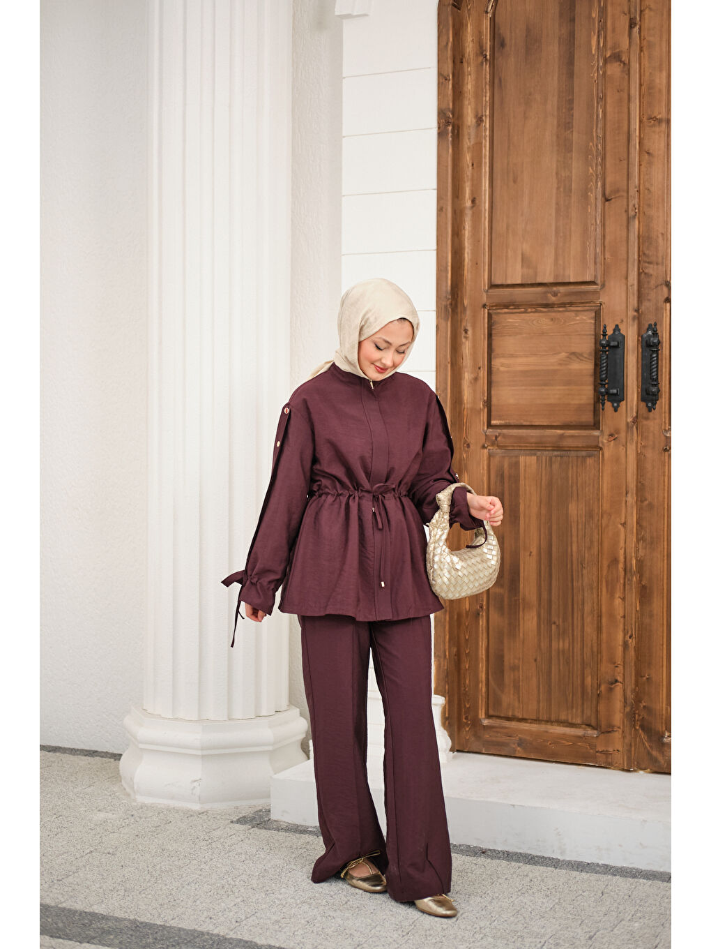 Kadın Beli Ayarlanabilir Cupra İkili Takım Bordo