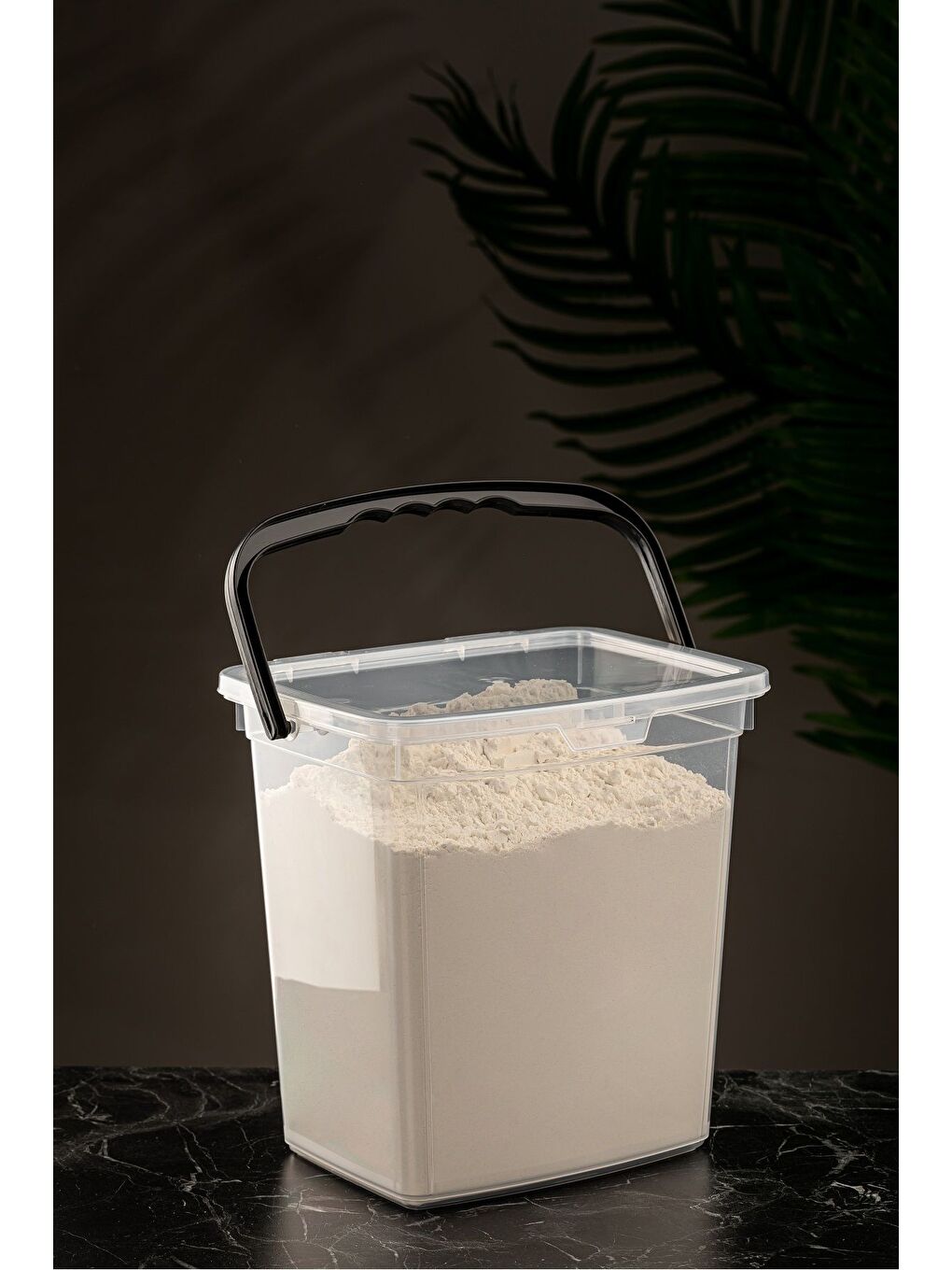 Renksiz Un Ve Bakliyat Erzak Kabı Çok Amaçlı Kapaklı Kulplu Deterjan Saklama Kabı 6 lt-1