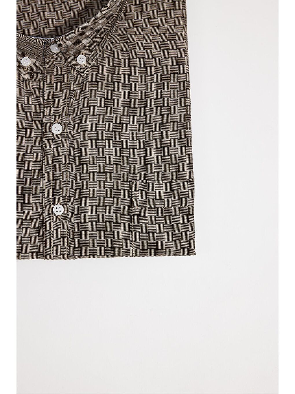 Karışık Erkek Big Size Büyük Beden Düğmeli Yaka Küçük Kareli Pamuklu Gömlek-2