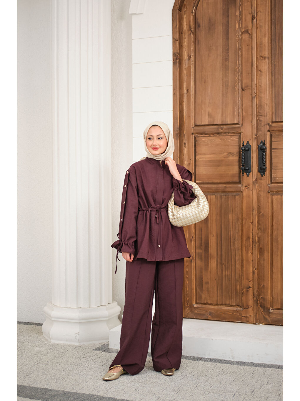 Kadın Beli Ayarlanabilir Cupra İkili Takım Bordo-2