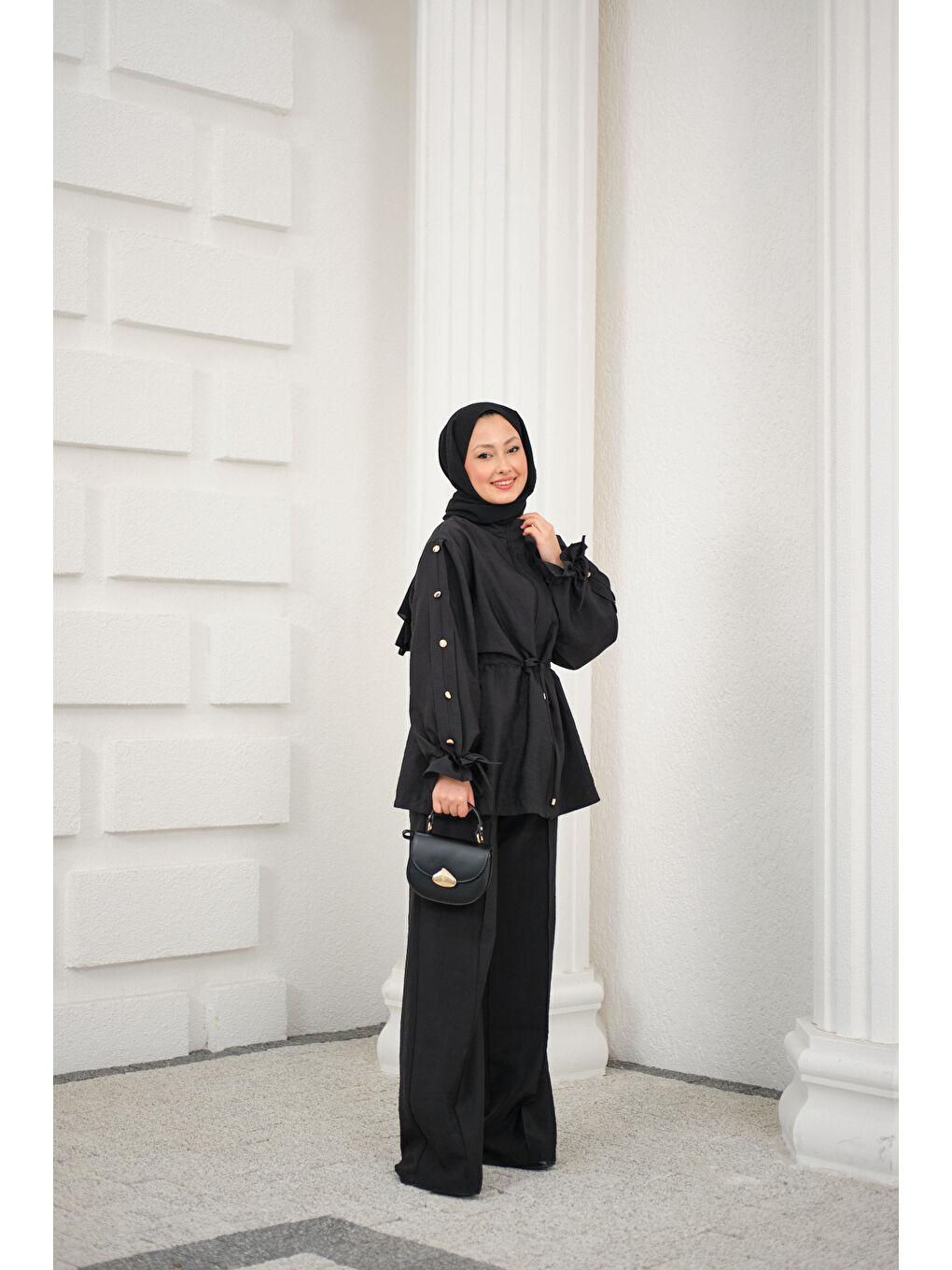 Kadın Beli Ayarlanabilir Cupra İkili Takım Siyah