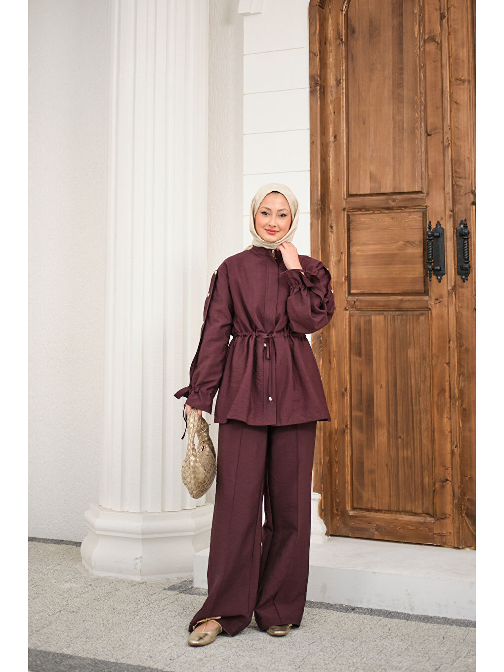 Kadın Beli Ayarlanabilir Cupra İkili Takım Bordo-3