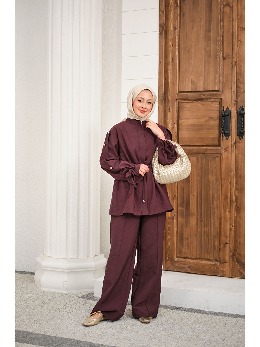 Kadın Beli Ayarlanabilir Cupra İkili Takım Bordo-4