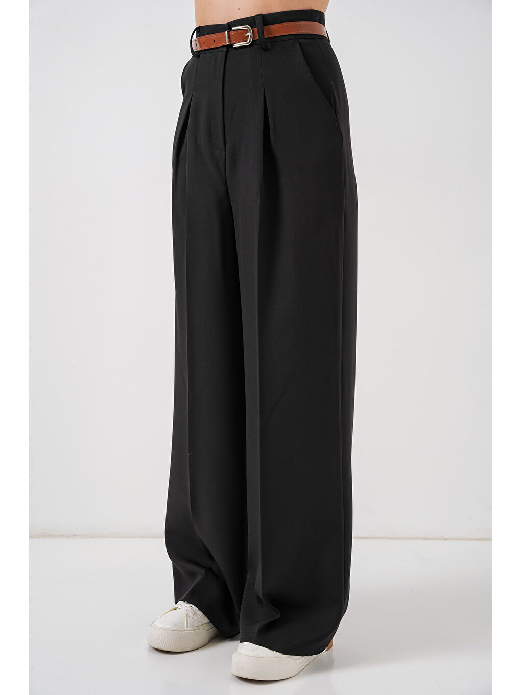 Kadın Yüksek Bel Palazzo Pantolon 30051 - Siyah-1