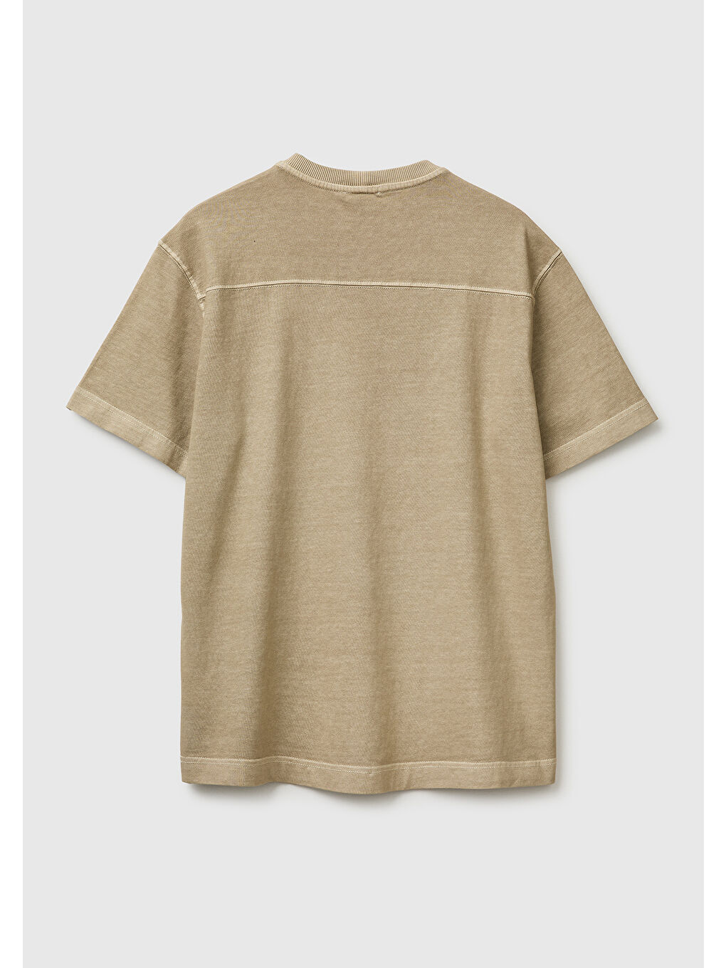 Ekru Erkek Krem %100 Pamuk Logo Baskılı Relax Fit T-Shirt-1