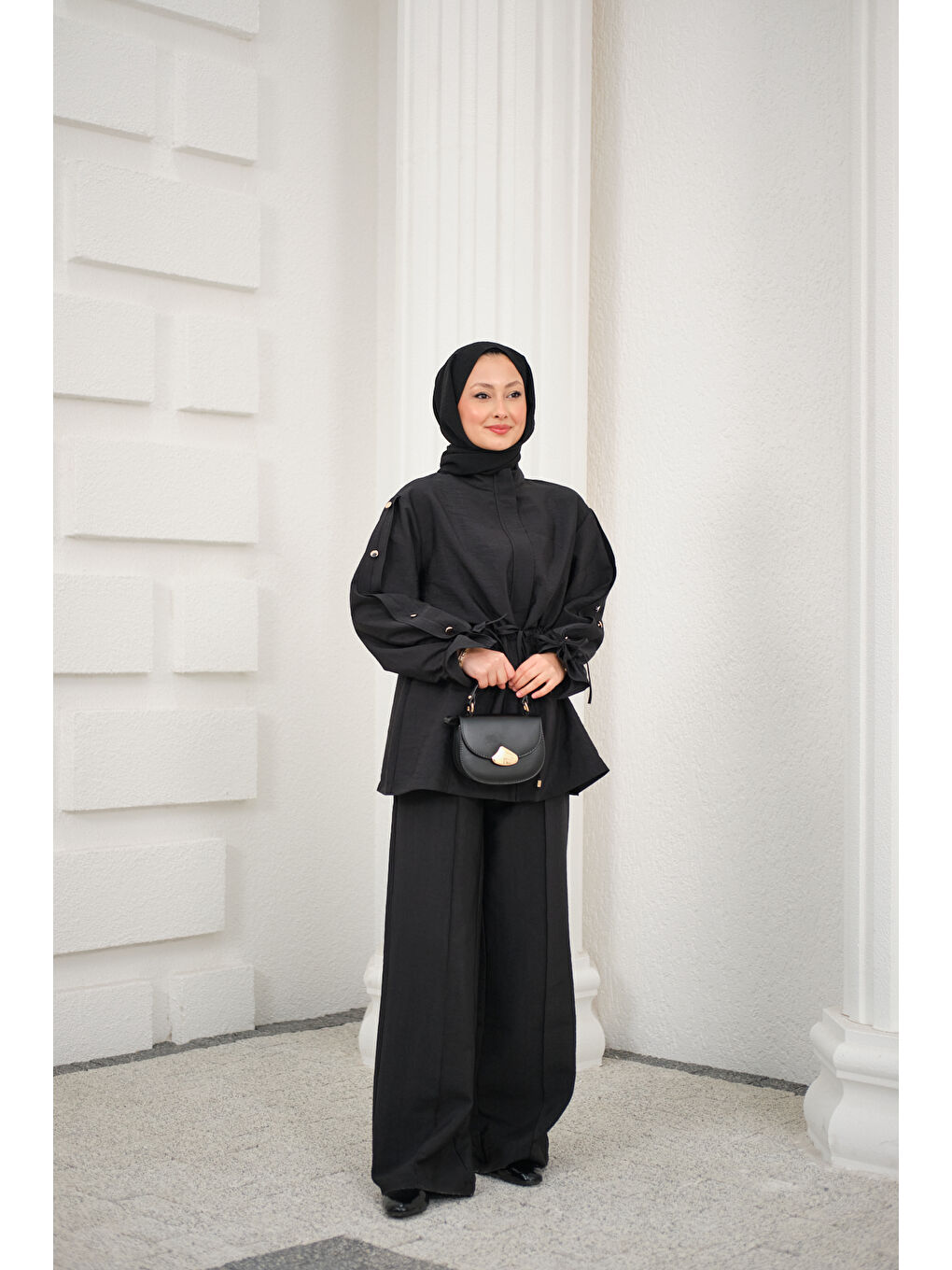 Kadın Beli Ayarlanabilir Cupra İkili Takım Siyah-4