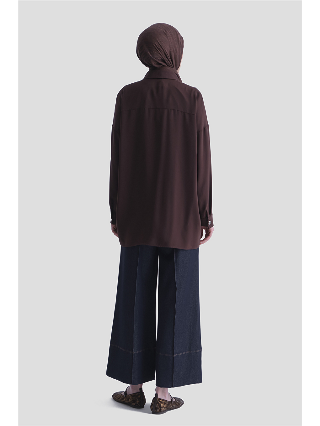 Kahverengi Metal Düğmeli Oversize Tunik Acı Kahve-4