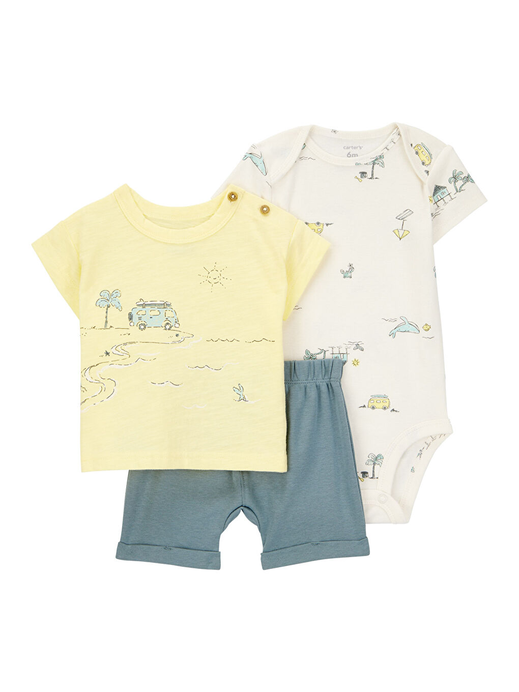 Karışık Erkek Bebek Body Şort Set 3'lü Paket