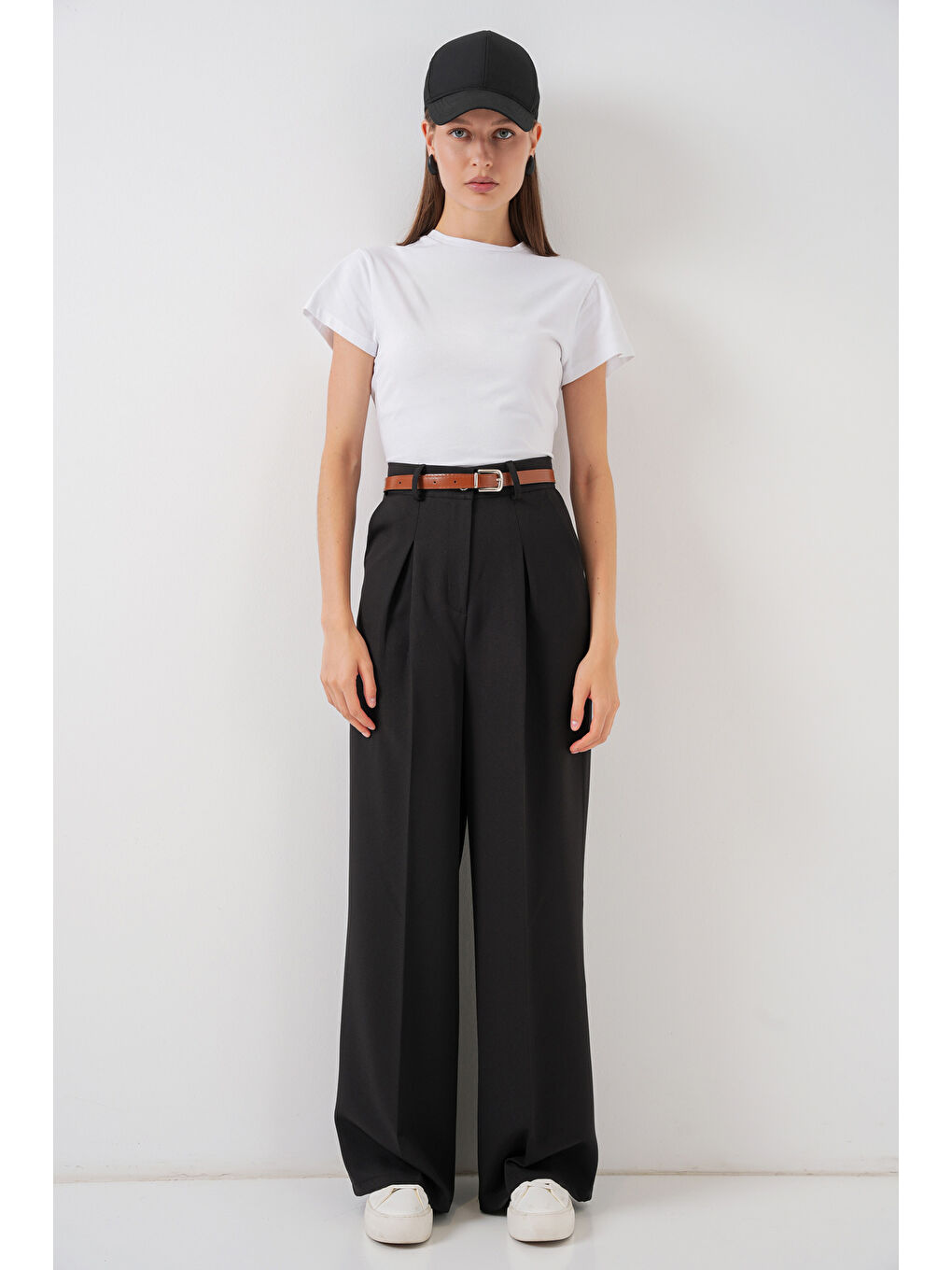 Kadın Yüksek Bel Palazzo Pantolon 30051 - Siyah-2