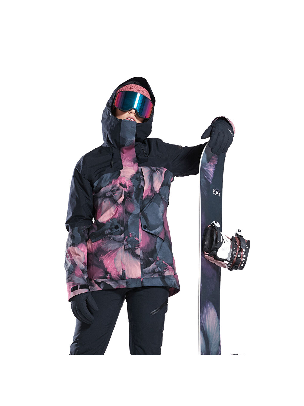 Gore-tex Glade Printed Kadın Siyah Snowboard Ceketi-4