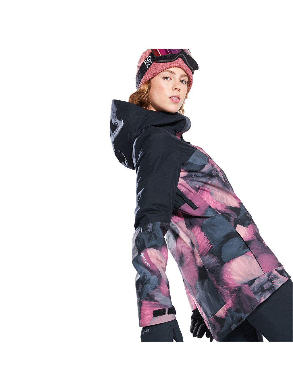 Gore-tex Glade Printed Kadın Siyah Snowboard Ceketi-5