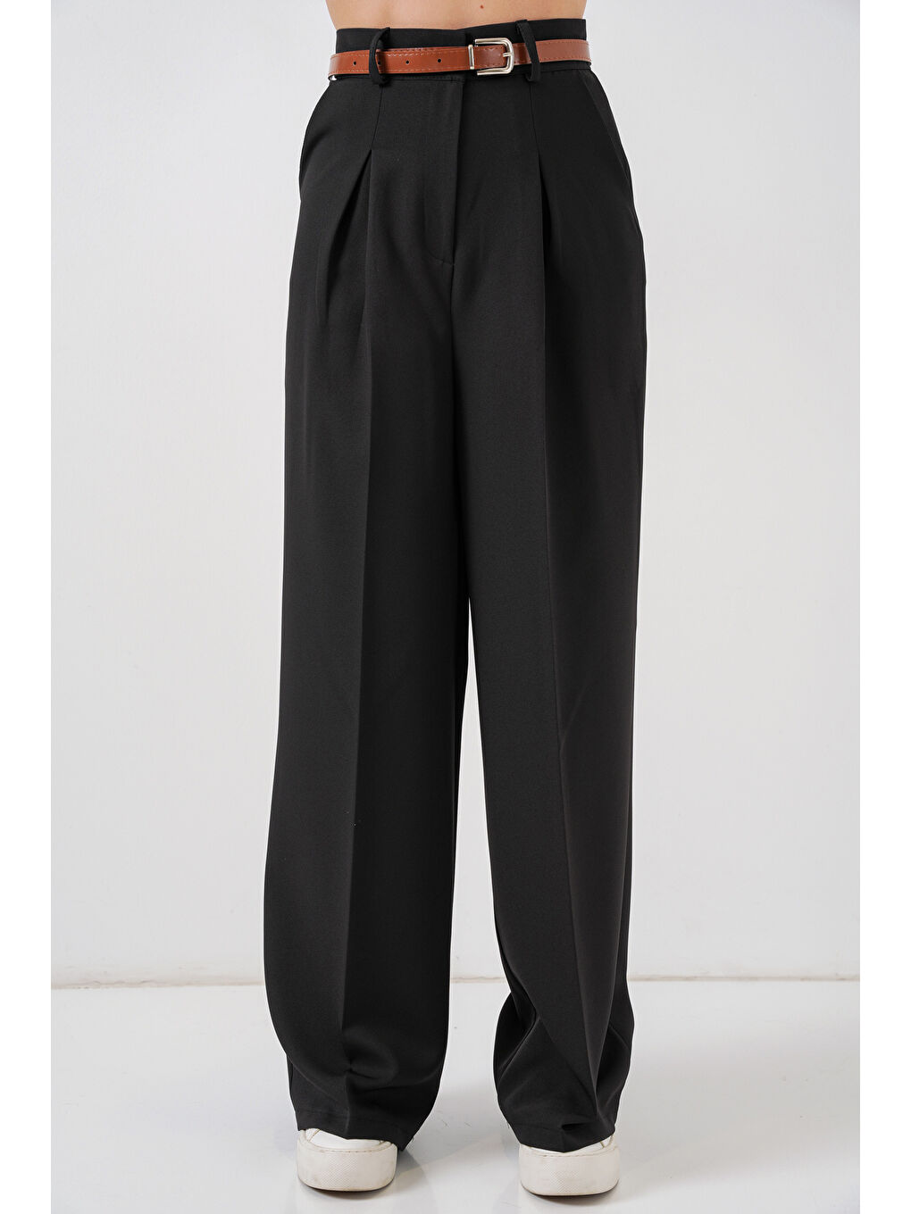 Kadın Yüksek Bel Palazzo Pantolon 30051 - Siyah-3