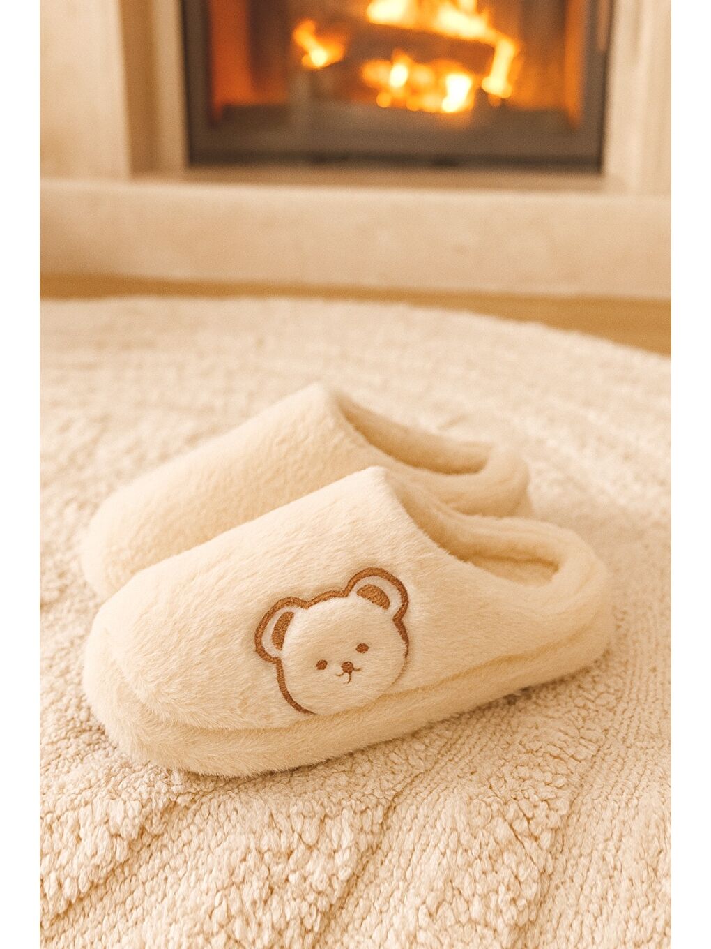 Karışık 3'lü Paket FLUFFY Kapalı Kadın Terlik Ev Terliği-1