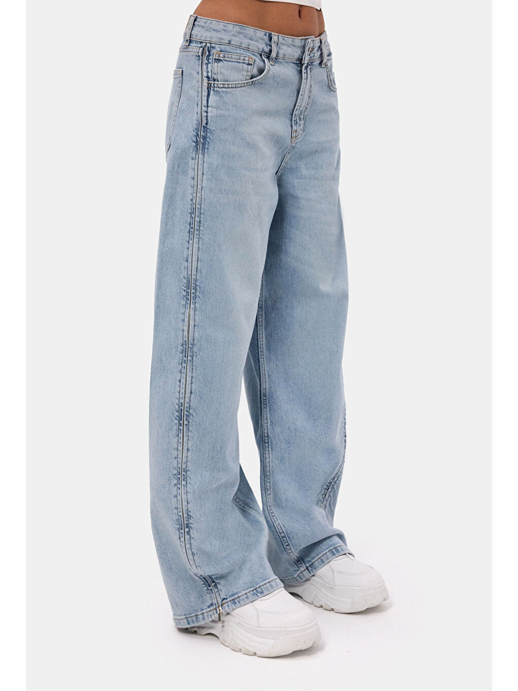 Mavi Kadın Jean Rengi 4s6-3 Low Rise Barrel Fit Özel Tasarım Denim Jean-2