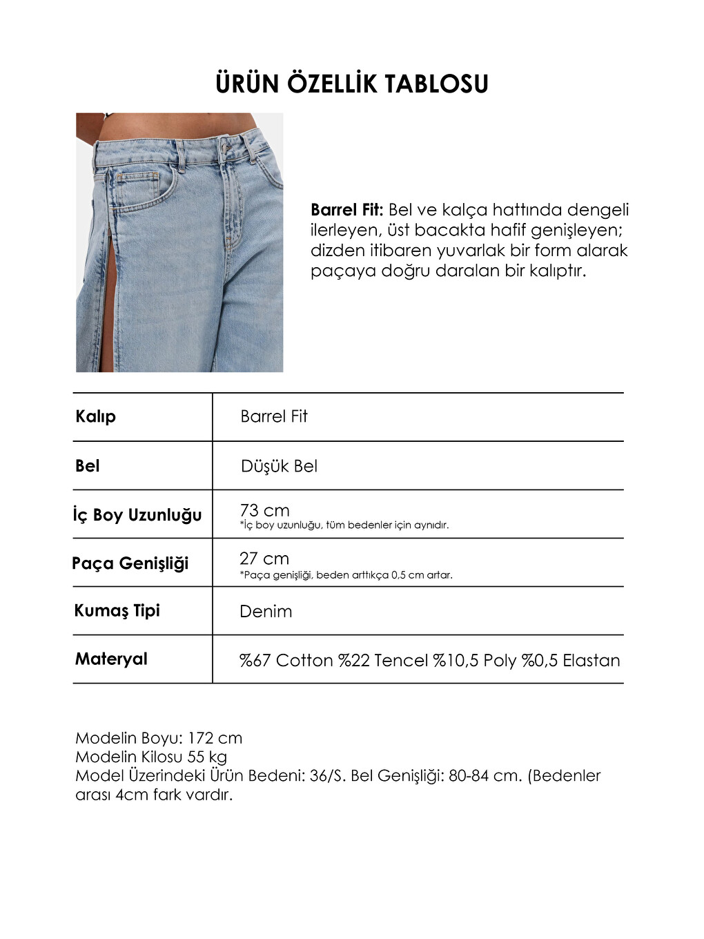 Mavi Kadın Jean Rengi 4s6-3 Low Rise Barrel Fit Özel Tasarım Denim Jean-3