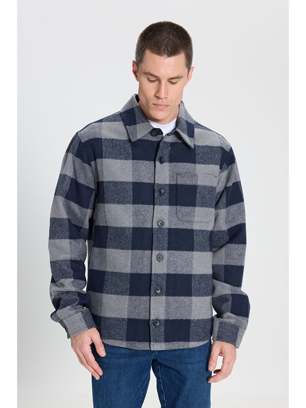 Karışık Loose Fit Rahat Kesim Çok Renkli Sherpa Oduncu Gömlek-1