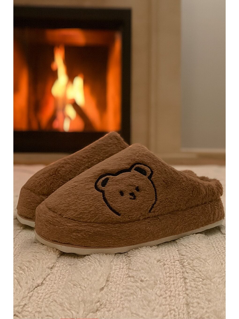 Karışık 3'lü Paket FLUFFY Kapalı Kadın Terlik Ev Terliği-2