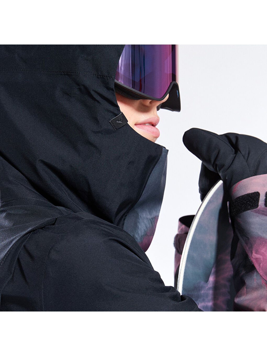 Gore-tex Glade Printed Kadın Siyah Snowboard Ceketi-7