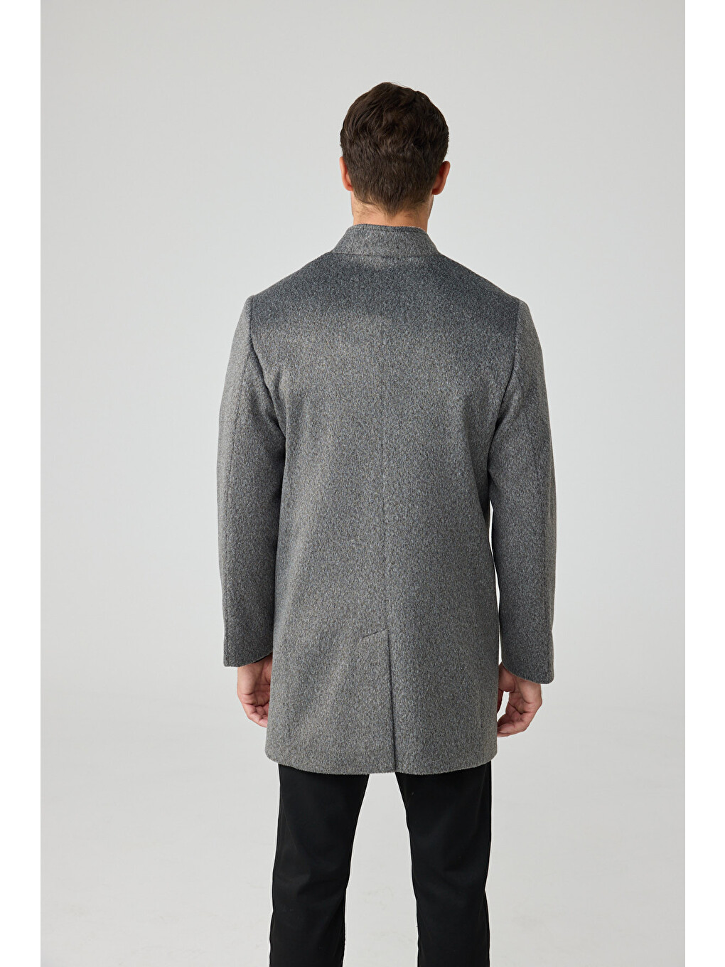 Erkek Relaxed-fit Premium Yün Kaşe Kaban Gri 4351dngr-5