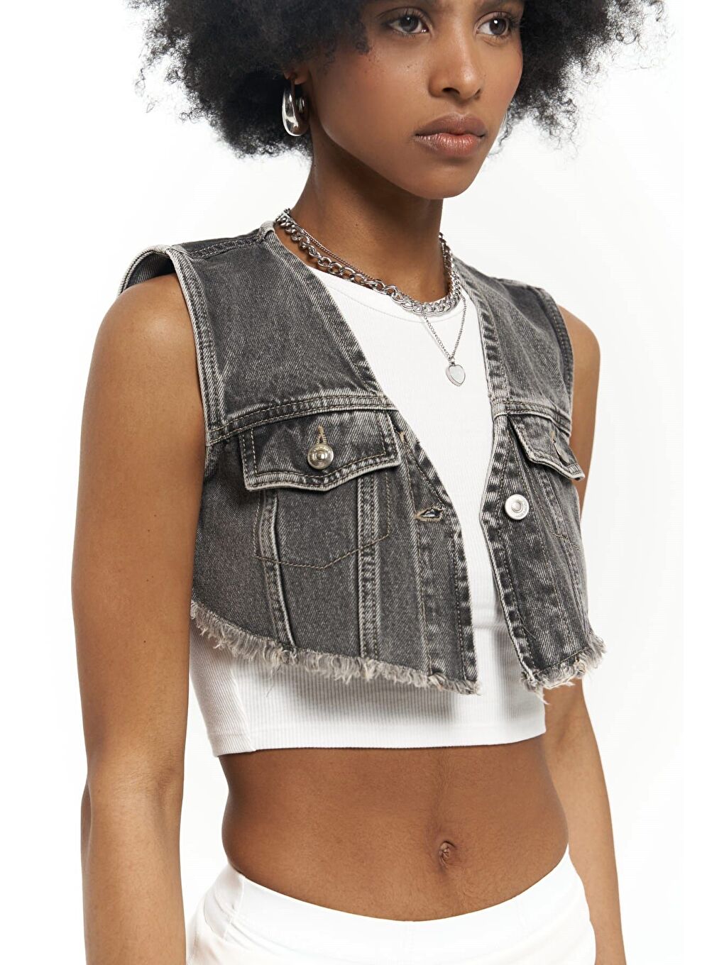 Gri Regina Füme Jean Yelek-2