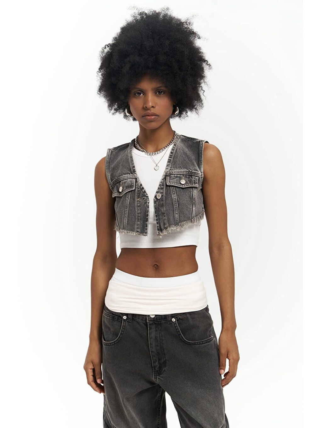 Gri Regina Füme Jean Yelek-4