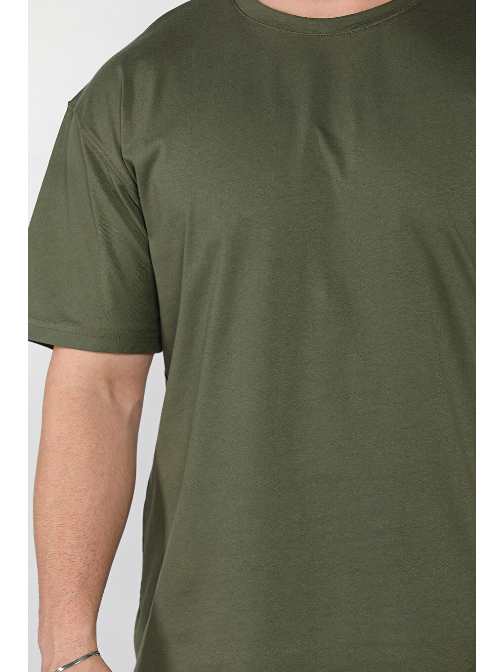 Haki Bisiklet Yaka Erkek Tişört-3