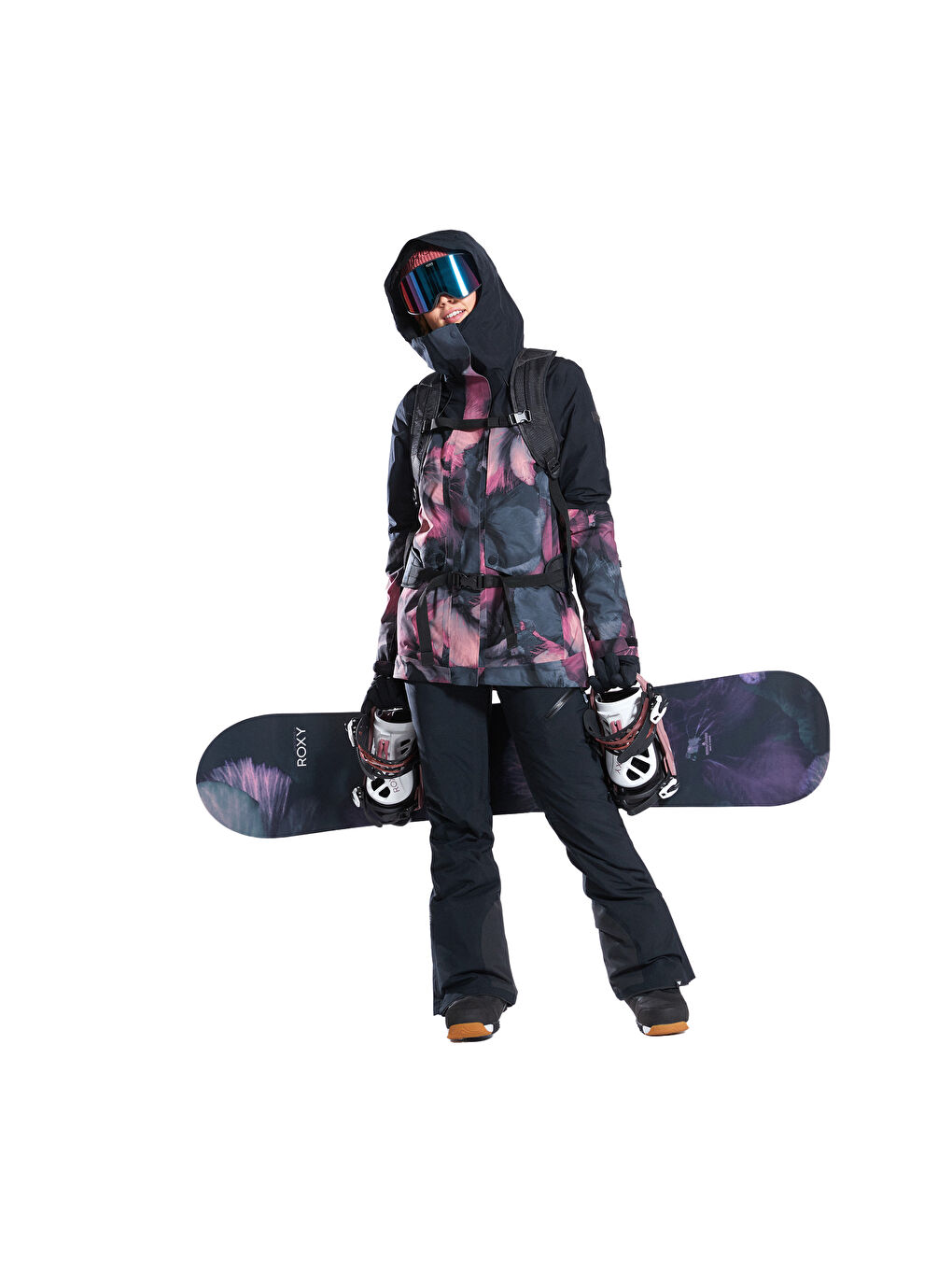 Gore-tex Glade Printed Kadın Siyah Snowboard Ceketi-8
