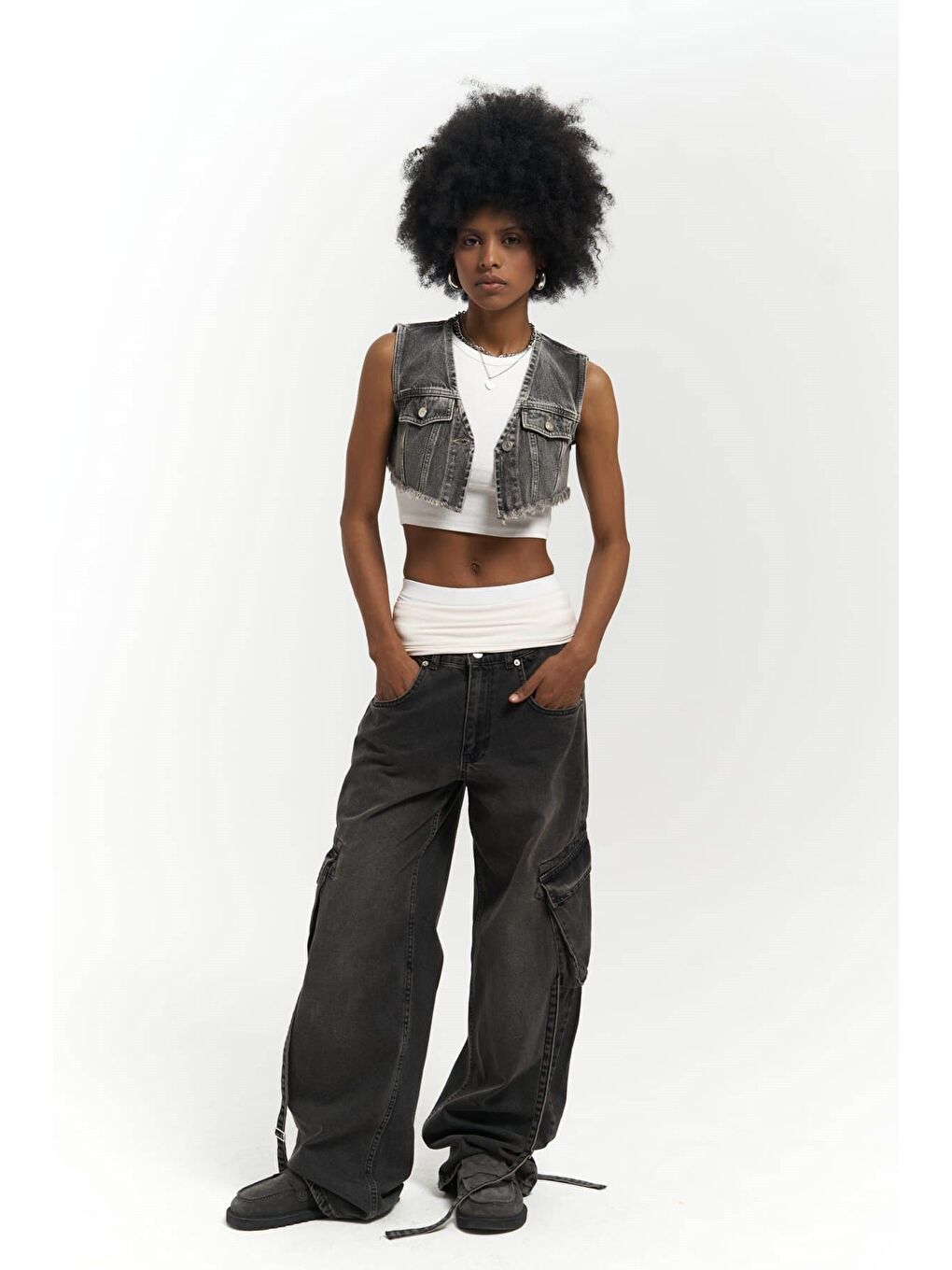 Gri Regina Füme Jean Yelek-5