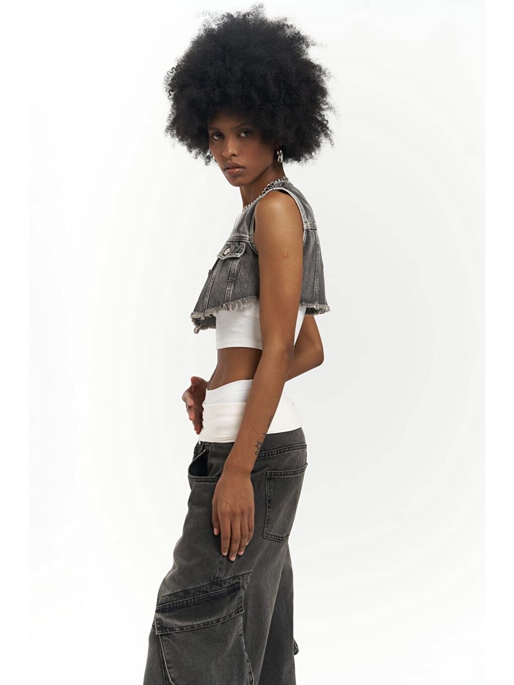 Gri Regina Füme Jean Yelek-6