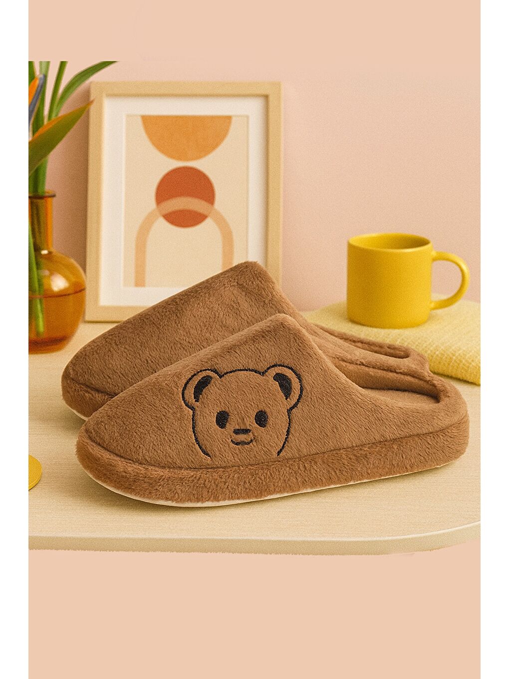 Karışık 3'lü Paket FLUFFY Kapalı Kadın Terlik Ev Terliği-4