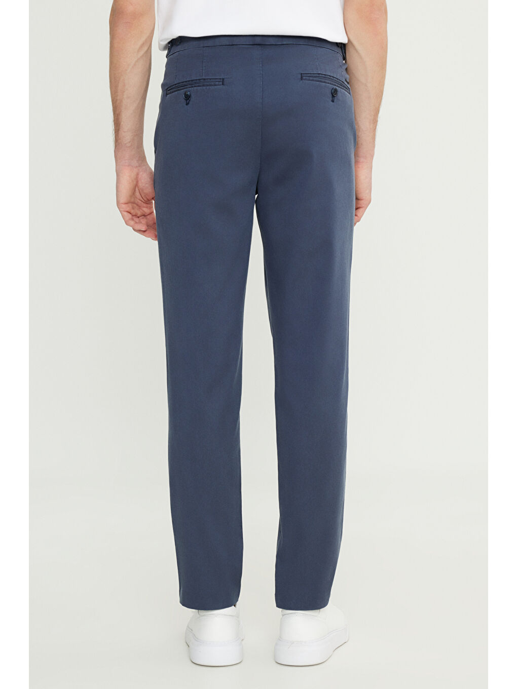 Erkek İndigo-Gri Pamuklu Slim Fit Dar Kesim Yan Cep Esnek Casual Pantolon-4