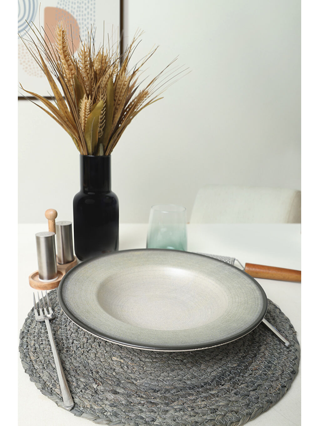 Keramika Karişik Gray Ege Makarna Tabağı 28 Cm