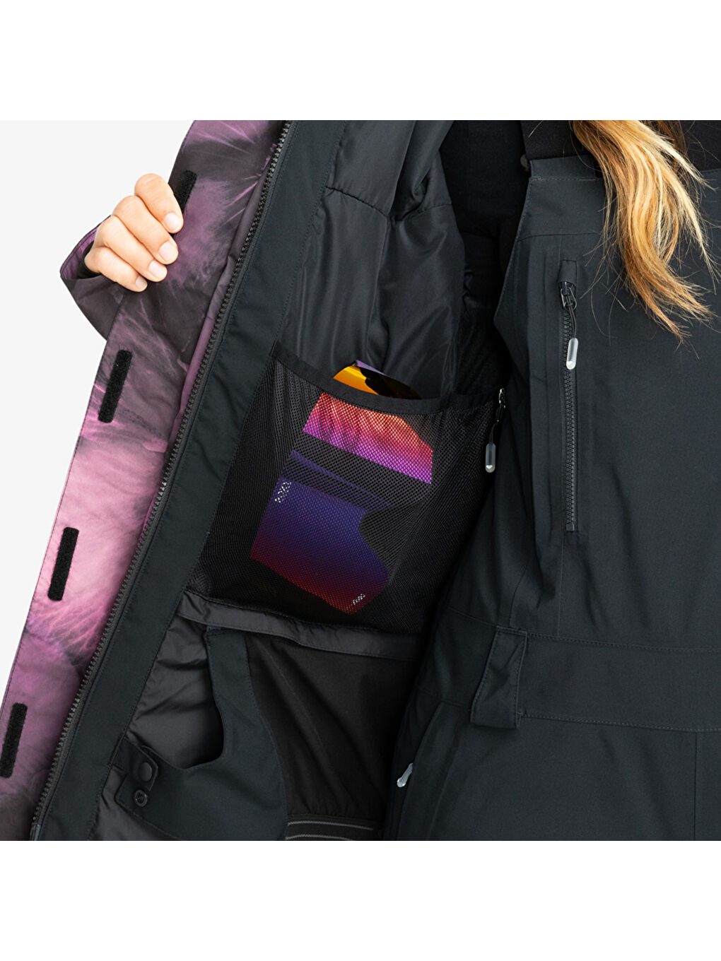 Gore-tex Glade Printed Kadın Siyah Snowboard Ceketi-10