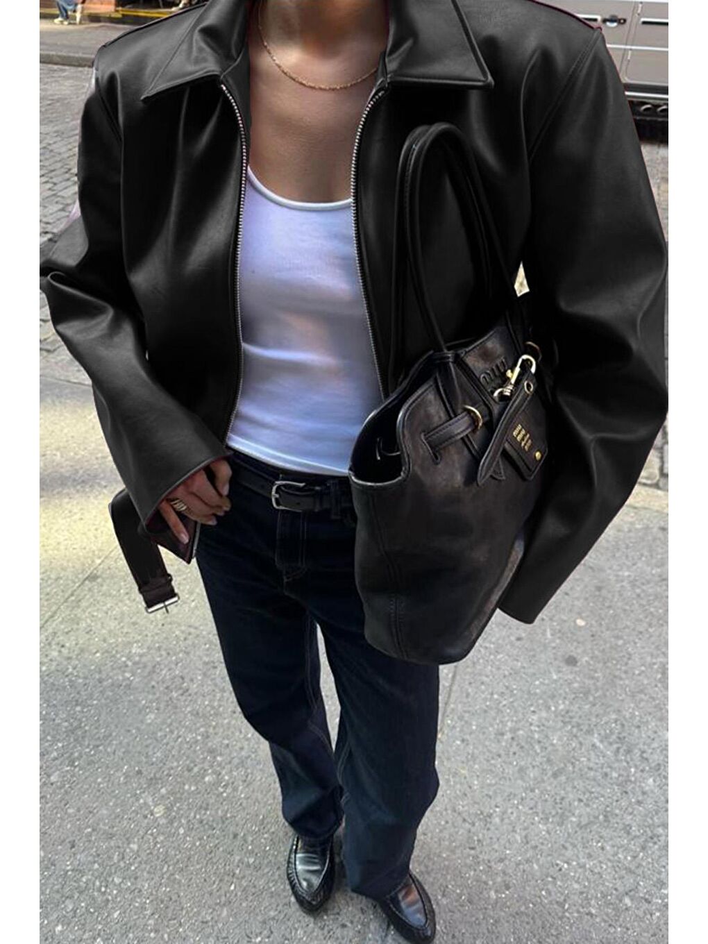 Siyah Kemerli Suni Deri Kadın Ceket Mg2548-3