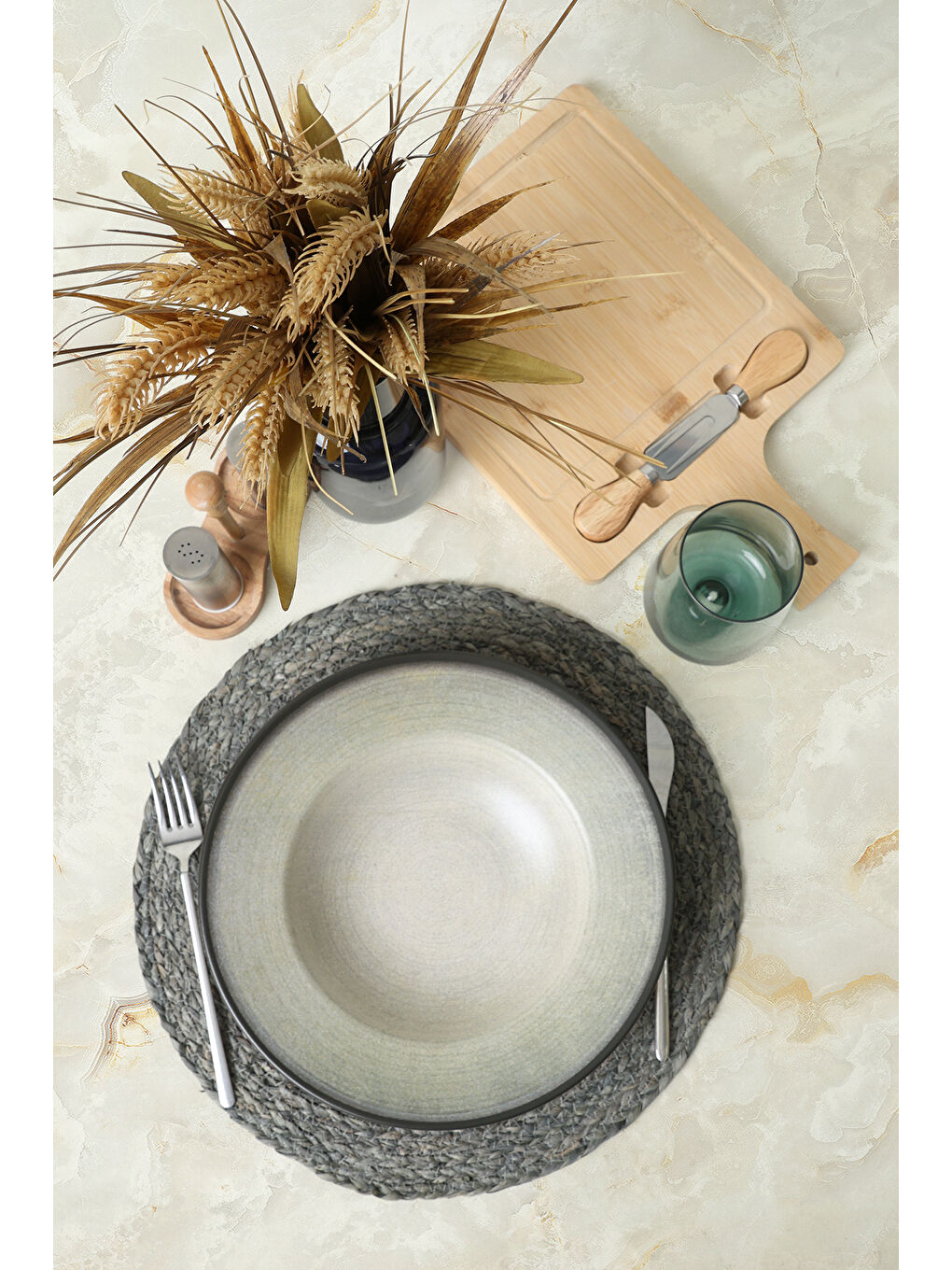 Keramika Karişik Gray Ege Makarna Tabağı 28 Cm - 1