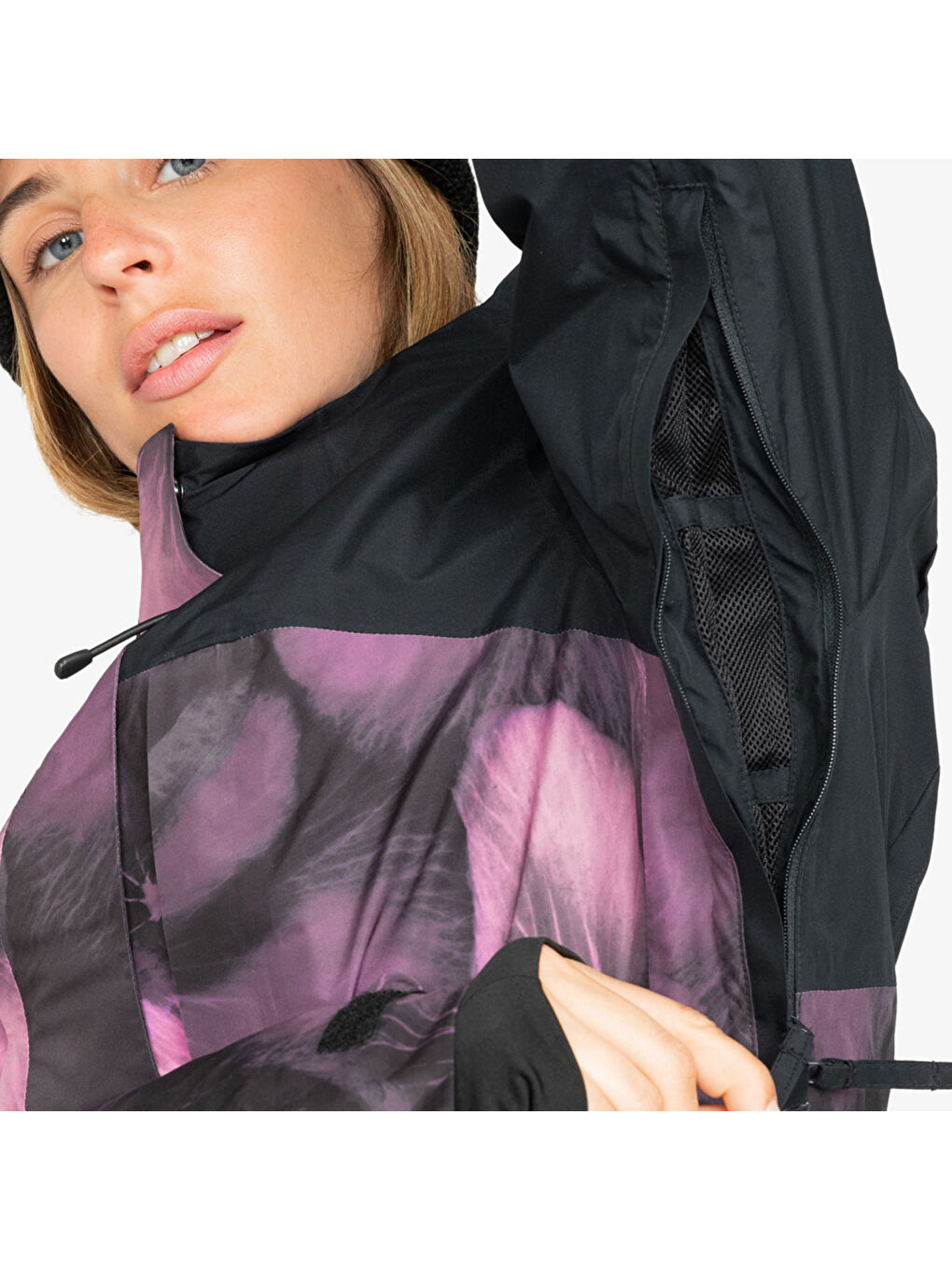 Gore-tex Glade Printed Kadın Siyah Snowboard Ceketi-11